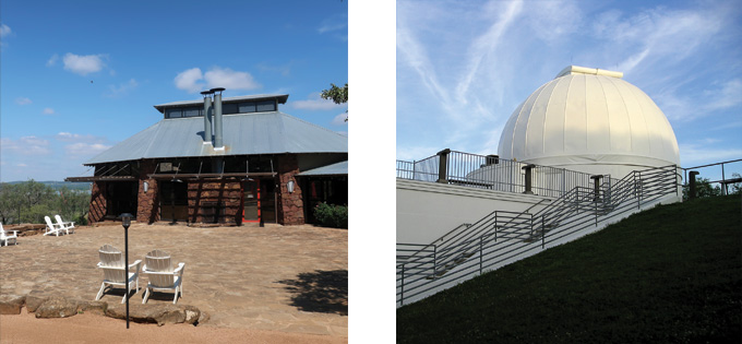 Left: Canyon of the Eagles. Right: George Observatory; Brazos Bend State Park.