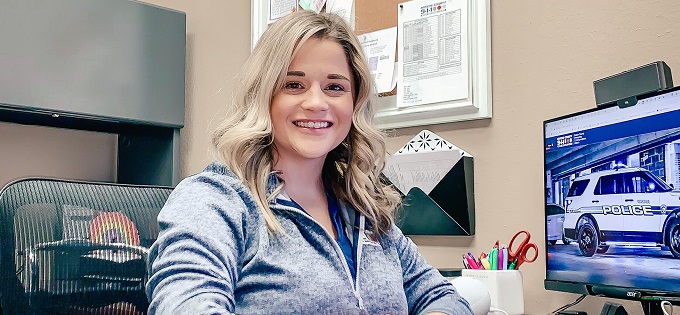 Halley Challis at Desk