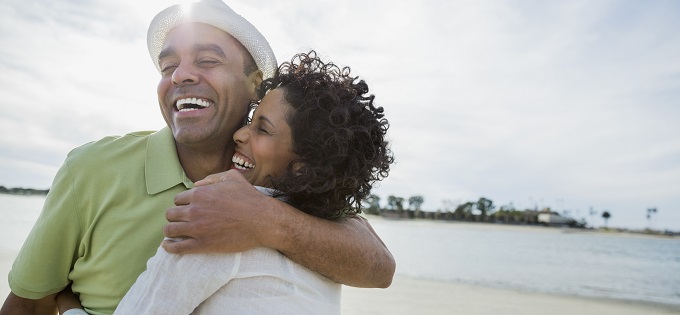 Happy couple on beach