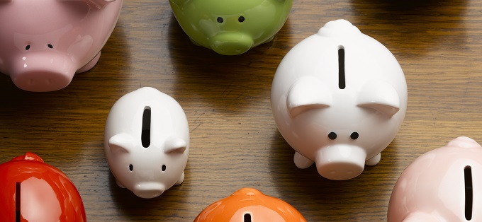 Colorful piggy banks