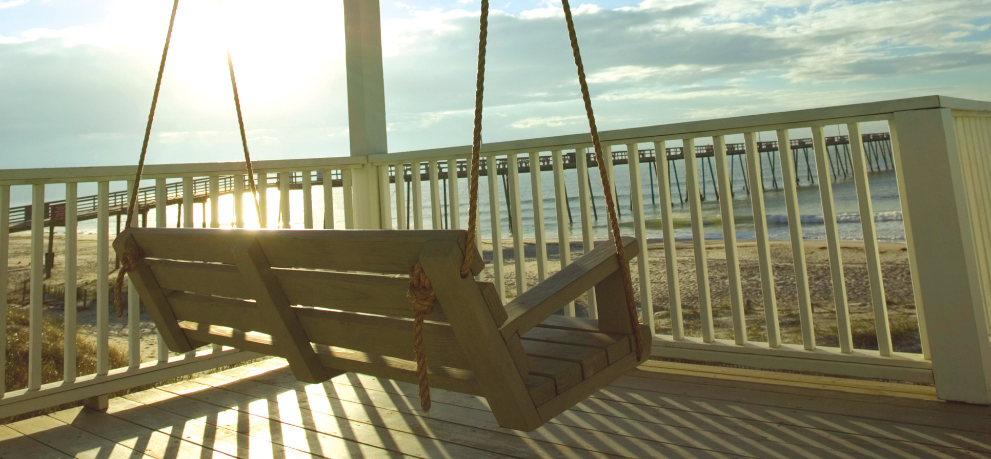 Porch swing near beach