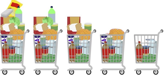 Shopping carts with groceries