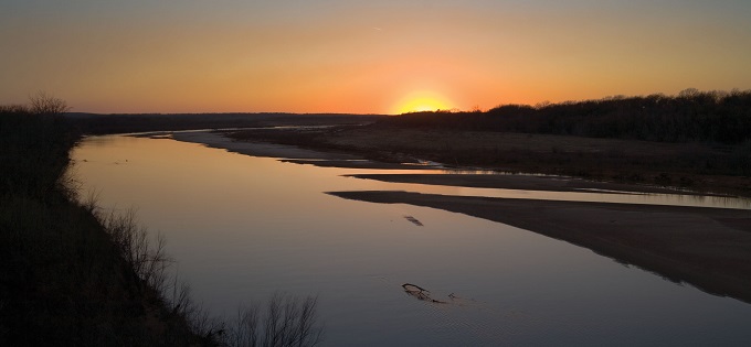 Peaceful river sunset