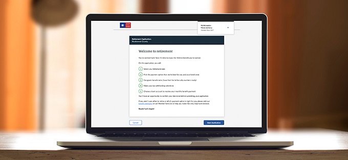 Laptop with online retirement application