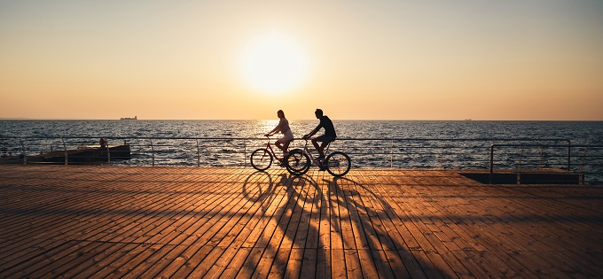 Bicycling on the boardwalk