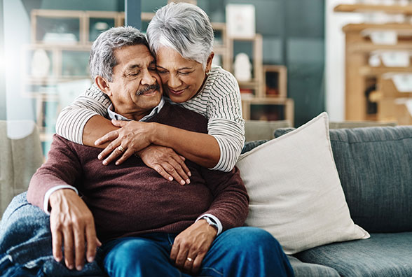 Elder couple contemplating landscape